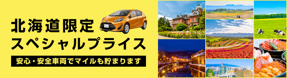 北海道限定レンタカー特別プラン！スペシャルプライス♪安心・安全車両でマイルも貯まります！